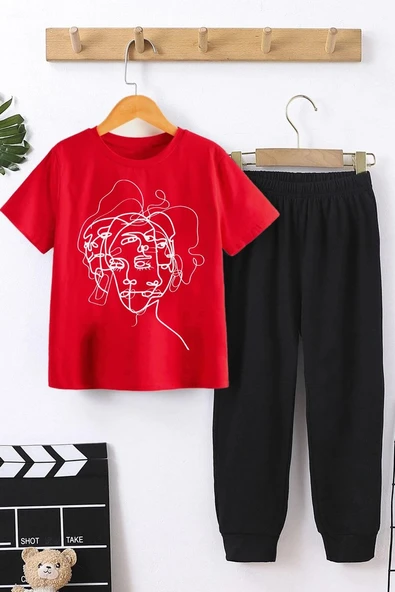 Çocuk Woman one line Alt - Üst Eşofman Takımı - Resim 4