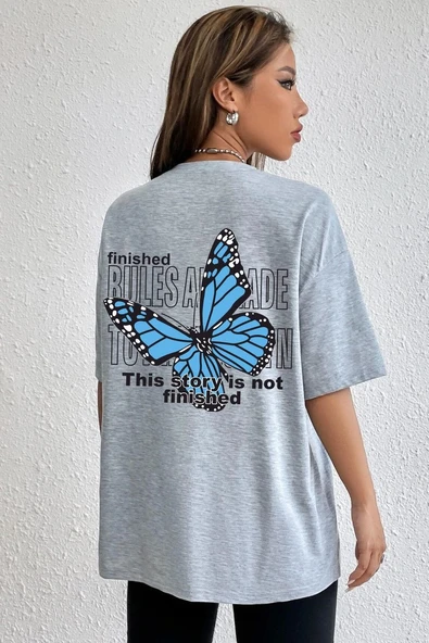 Unisex Kelebek Sırt Baskılı T-shirt - 7