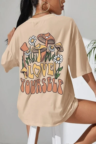 Unisex Love Yourself Baskılı T-shirt