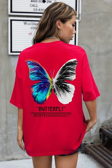 Unisex Butterfly Baskılı T-shirt ürün görseli