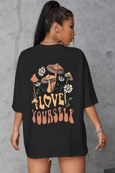 Unisex Love Yourself Baskılı T-shirt - 5