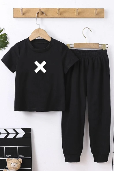 Çocuk X Baskılı Alt - Üst Eşofman Takımı - 1