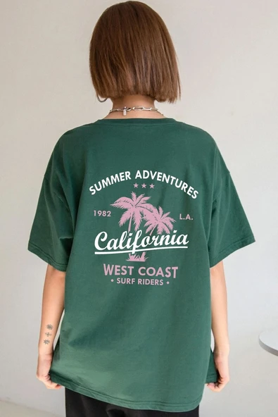 Unisex California Baskılı T-shirt - 6