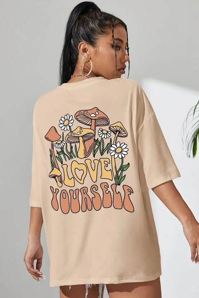 Unisex Love Yourself Baskılı T-shirt - 3
