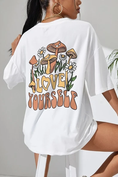 Unisex Love Yourself Baskılı T-shirt - 10