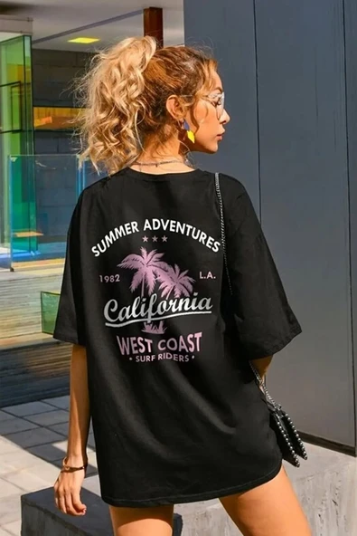 Unisex California Baskılı T-shirt - 3