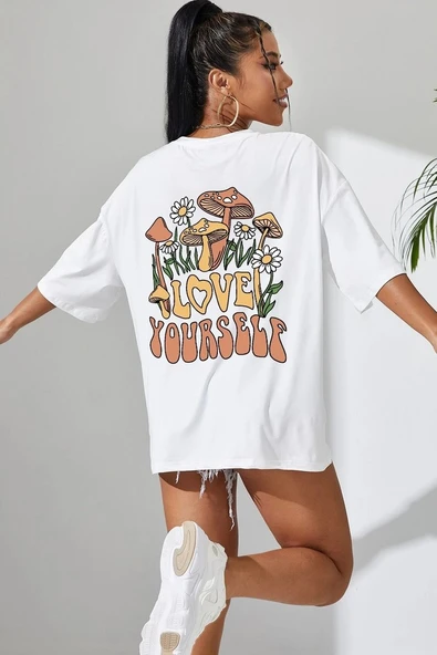 Unisex Love Yourself Baskılı T-shirt - 9