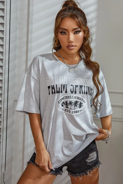 Unisex Palm Springs Baskılı T-shirt - Resim 3