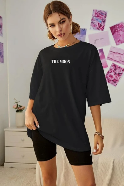 Unisex The Moon Baskılı T-shirt - 2