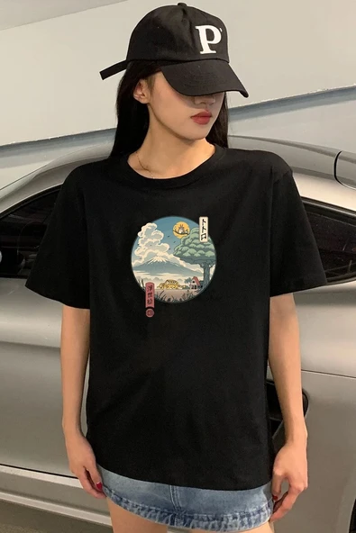 Unisex Neighbor's Ukiyo e Baskılı T-shirt