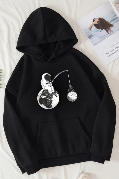 Unisex Uzay Temalı Baskılı Sweatshirt - Resim 2