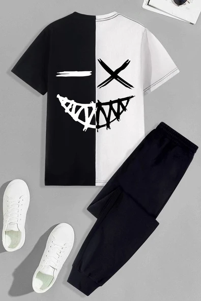 Çocuk Cartoon Face Baskılı Alt - Üst Eşofman Takımı ürün görseli