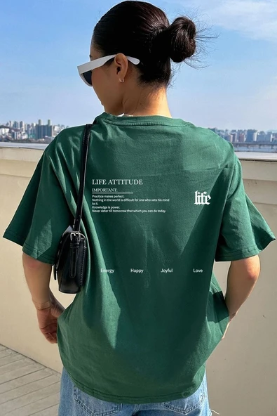 Unisex Life Baskılı T-shirt - 4