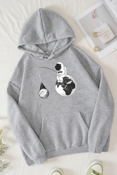 Unisex Uzay Temalı Baskılı Sweatshirt - Resim 7