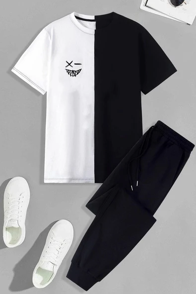 Çocuk Cartoon Face Baskılı Alt - Üst Eşofman Takımı - Resim 2