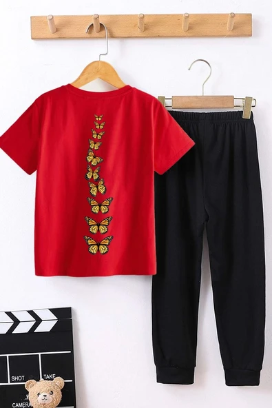 Çocuk Kral Kelebek Baskılı Alt - Üst Eşofman Takımı - 3