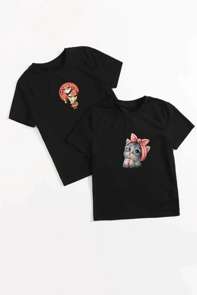Sevgili Tshirt Çift Kombini Cat - 2