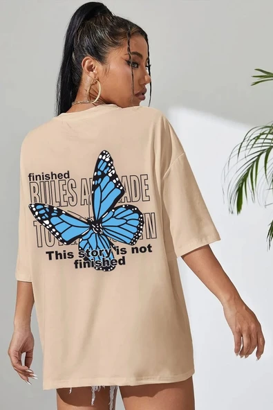 Unisex Kelebek Baskılı T-shirt - Resim 10