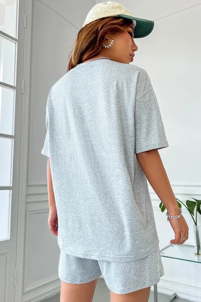 Kalp Baskı Şort Takım - Resim 11