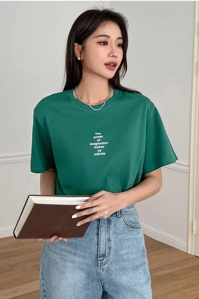Unisex The Power Of Baskılı Tasarım Tshirt - 8