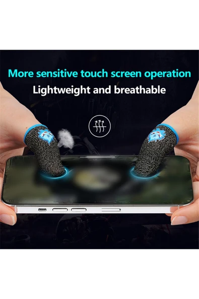 E-spor Mobil Oyun Parmak Eldivenleri Süper Pubg Karbon Fiber Kumaş 1 Çift - 2 Parmaklık Dayanıklı - 8