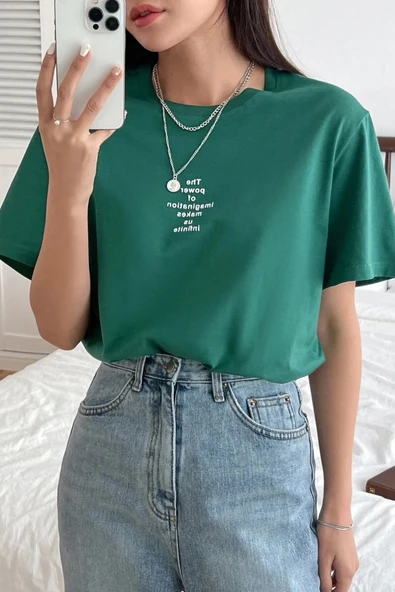 Unisex The Power Of Baskılı Tasarım Tshirt - 6