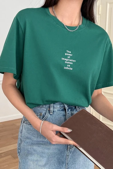 Unisex The Power Of Baskılı Tasarım Tshirt - 5