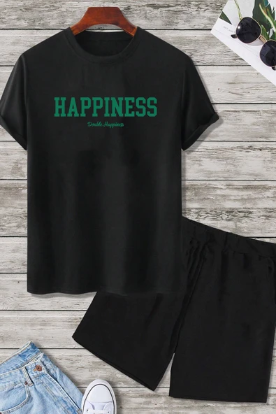 Happiness Baskı Şort Takım