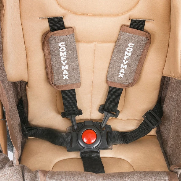 Comfymax Tam Yatar Baston Bebek Arabası – Dark Red - Resim 6