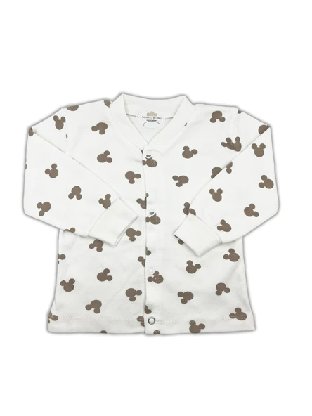 Sema Baby Mickey Mouse Bebek Pijama Takımı - Ekru 6-9 Ay - Resim 2