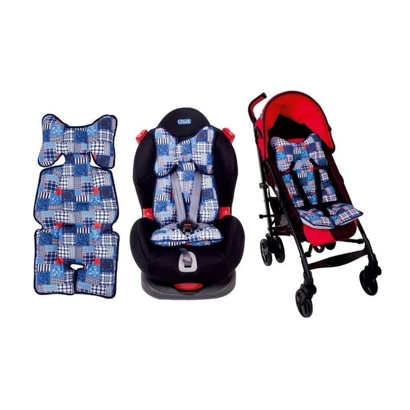 Sema Baby Sevi Puset ve Oto Koltuğu Minderi - Lacivert Puantiyeli - Resim 2