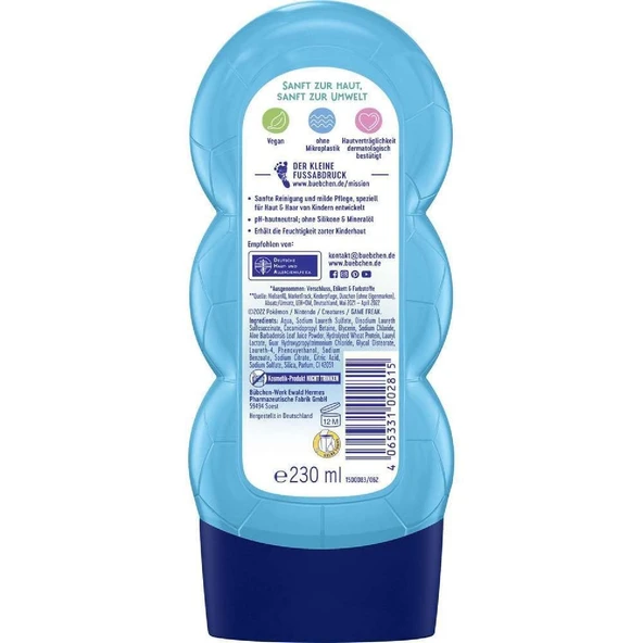 Bübchen Çocuk Şampuan&Duş Jeli 2 in 1 Pokemon Schiggy 230 ml - 3
