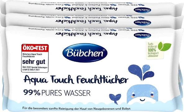 Bübchen Aqua Touch Yenidoğan Hassas Islak Mendil 3 x 48 Adet ( 144 Yaprak )