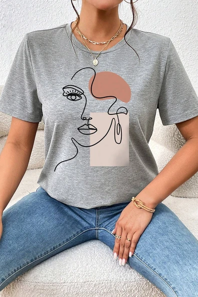 Unisex Make Up Siluet Baskılı Tasarım Tshirt - Resim 6