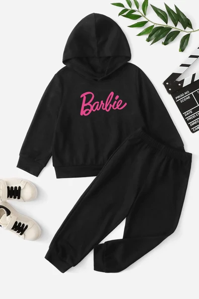 Çocuk Barbie Baskılı Eşofman Takımı - 5