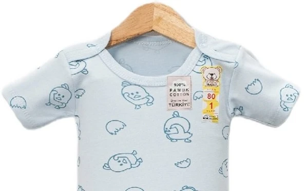 civcivli erkek bebek body pamuklu çıtçıtlı body - Resim 3