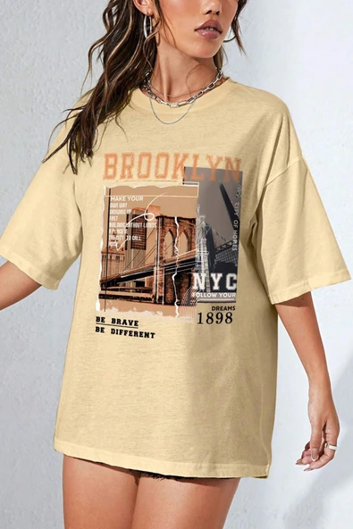 Unisex Brooklyn Baskılı Tasarım Tshirt - 6