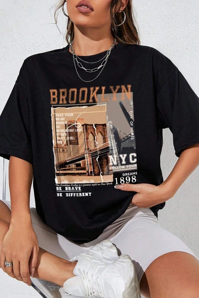 Unisex Brooklyn Baskılı Tasarım Tshirt - 2