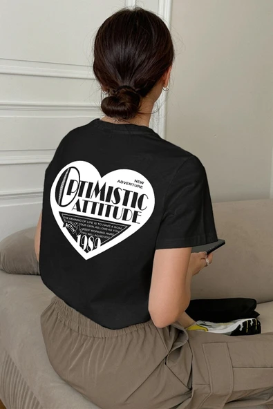 Unisex Optimistic Baskılı Tasarım Tshirt
