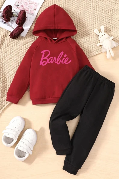 Çocuk Barbie Baskılı Eşofman Takımı - 3