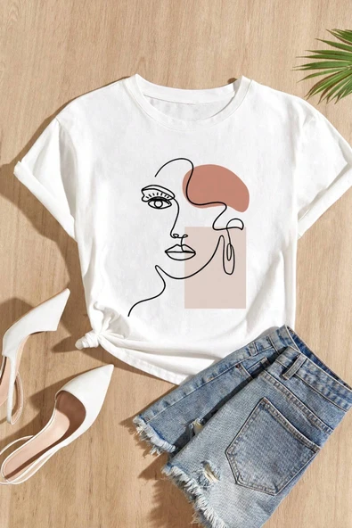 Unisex Make Up Siluet Baskılı Tasarım Tshirt - Resim 2