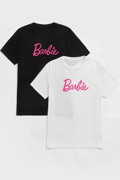 Barbie Baskılı 2'li Paket Kadın Oversize Tshirt - Resim 10