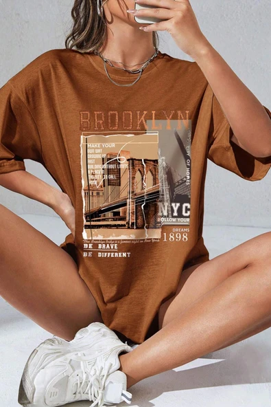 Unisex Brooklyn Baskılı Tasarım Tshirt - 11