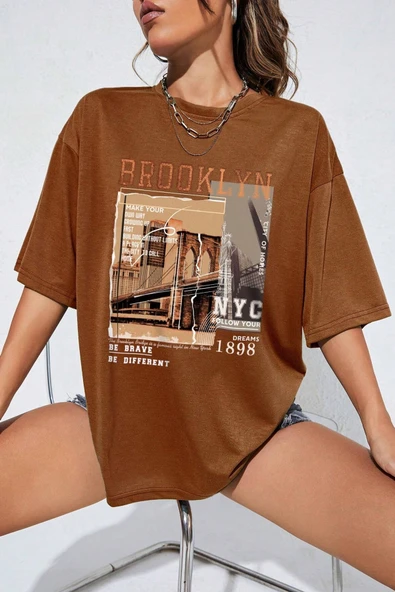 Unisex Brooklyn Baskılı Tasarım Tshirt - 10