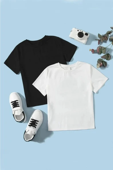 Çocuk 2'li Pamuklu Rahat Kalıp Tshirt - 8