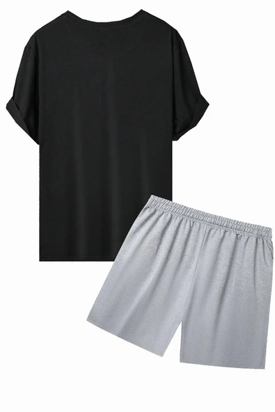 Unisex Suppose Baskılı Şort Takım - Resim 3