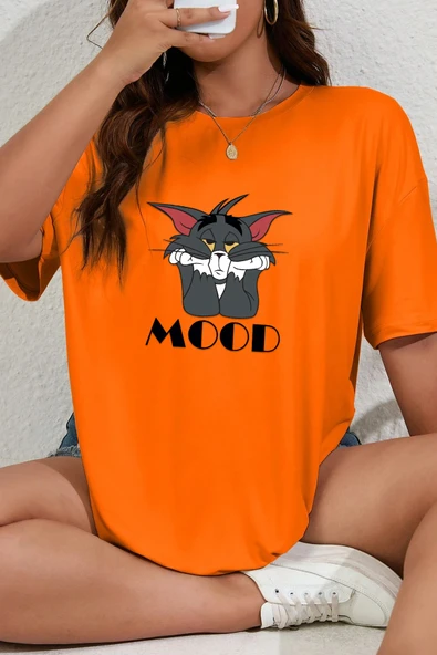 Unisex Mood Baskılı Oversize Tshirt