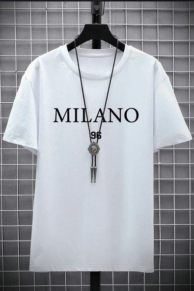 Erkek Milano Baskılı Oversize Tshirt - 5