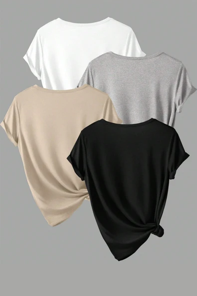 Unisex Basic Model 4'lu Tshirt - Resim 5