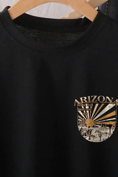 Unisex Sırt Baskılı Arizona Oversize Tshirt - Resim 5